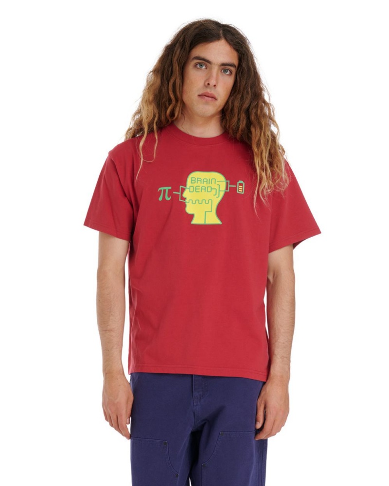 Burgundy Brain Dead Low Battery T-Shirt | AU 3912075-DV