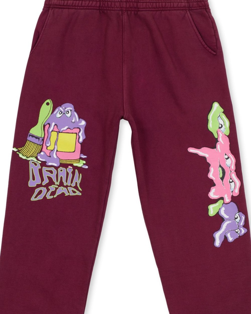 Burgundy Brain Dead Paintman Sweat Pant | AU 0926438-QA