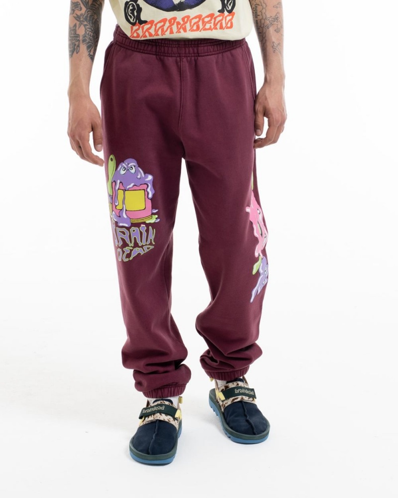 Burgundy Brain Dead Paintman Sweat Pant | AU 0926438-QA