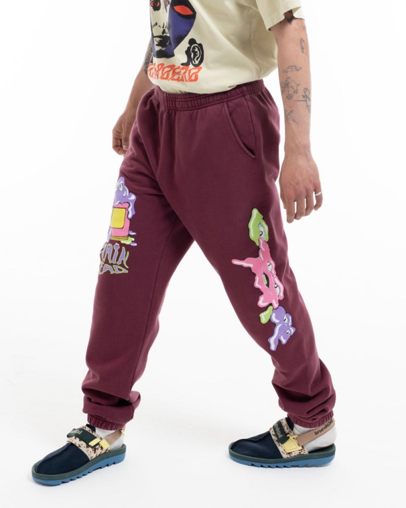 Burgundy Brain Dead Paintman Sweat Pant | AU 0926438-QA