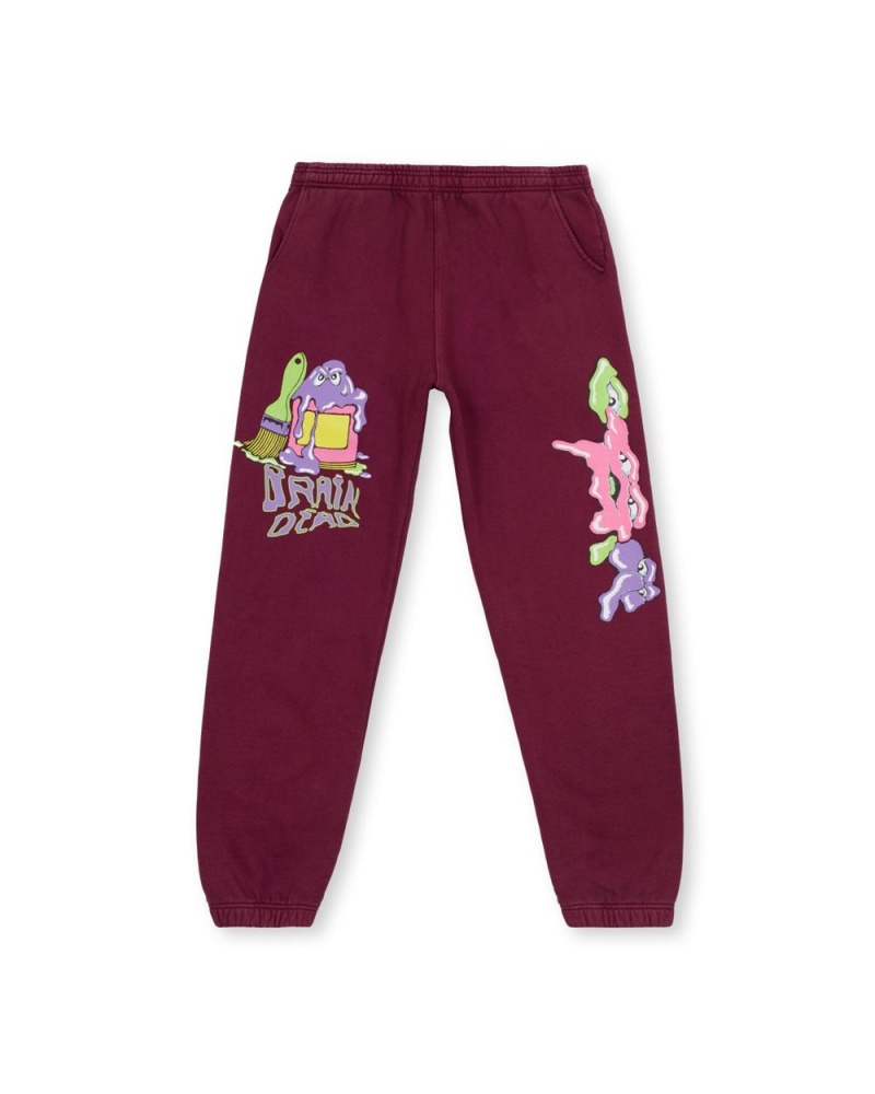 Burgundy Brain Dead Paintman Sweat Pant | AU 0926438-QA