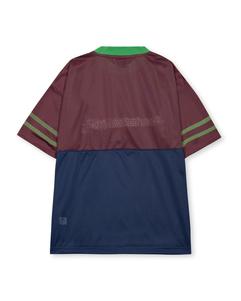 Burgundy Brain Dead Paneled Football Mesh T-Shirt | AU 1076489-BX