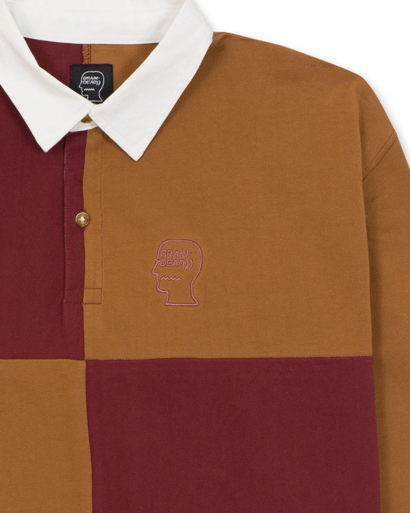 Burgundy Brain Dead Paneled Rugby Shirt | AU 4210597-PH