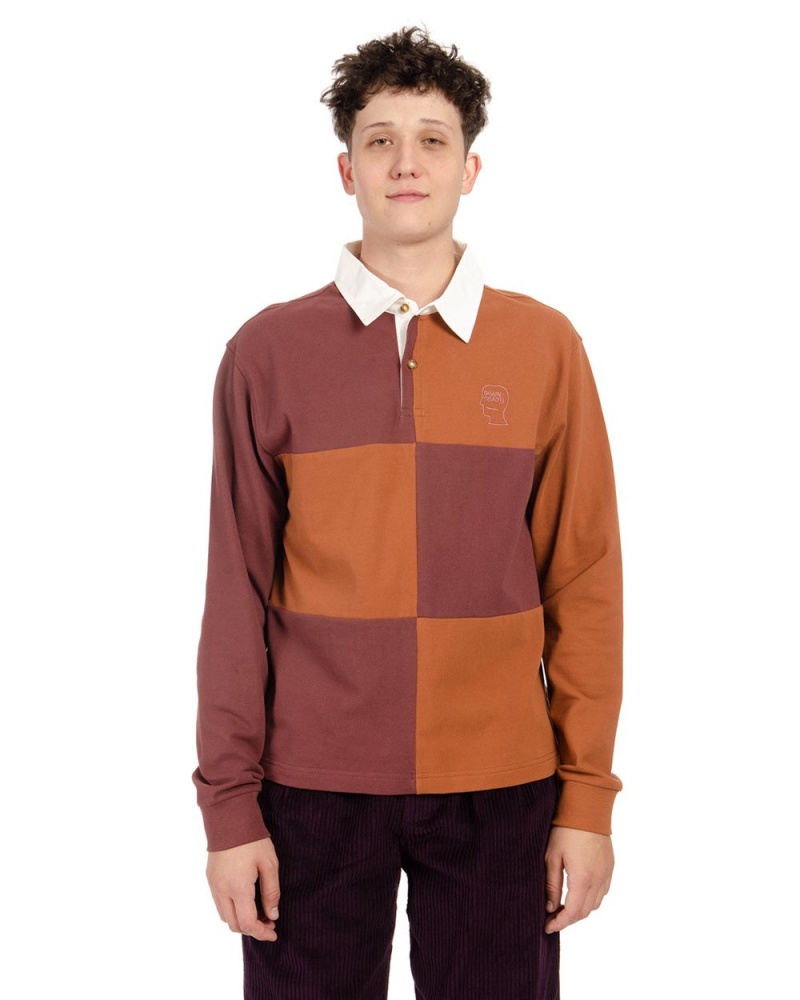 Burgundy Brain Dead Paneled Rugby Shirt | AU 4210597-PH