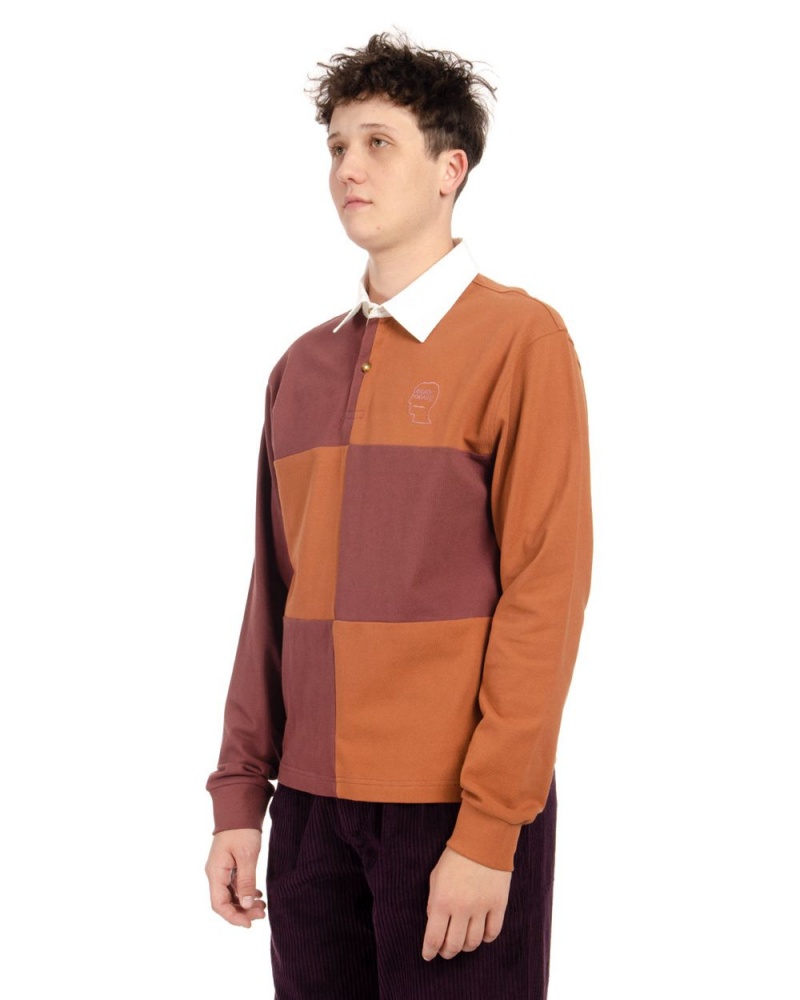 Burgundy Brain Dead Paneled Rugby Shirt | AU 4210597-PH