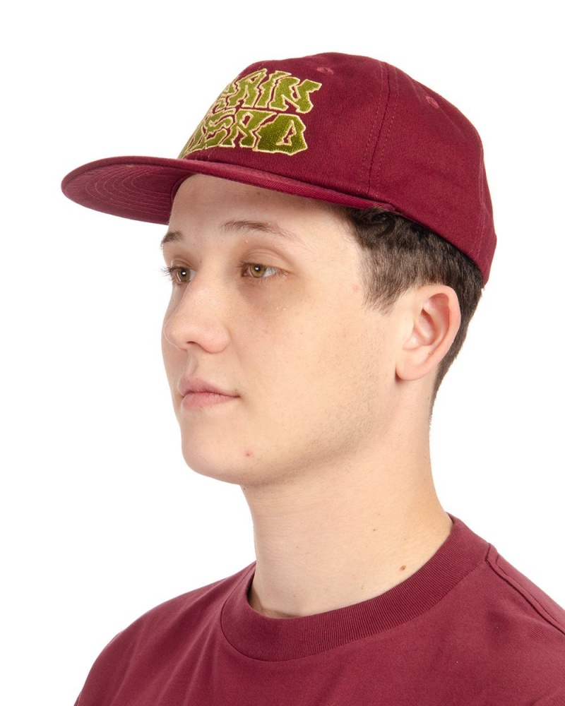 Burgundy Brain Dead Prehistoric Twill Six Panel Hat | AU 7038612-TO