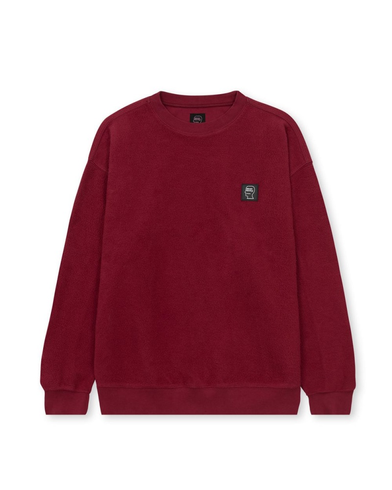 Burgundy Brain Dead Reverse Fleece Crewneck Sweatshirt | AU 2179460-LA