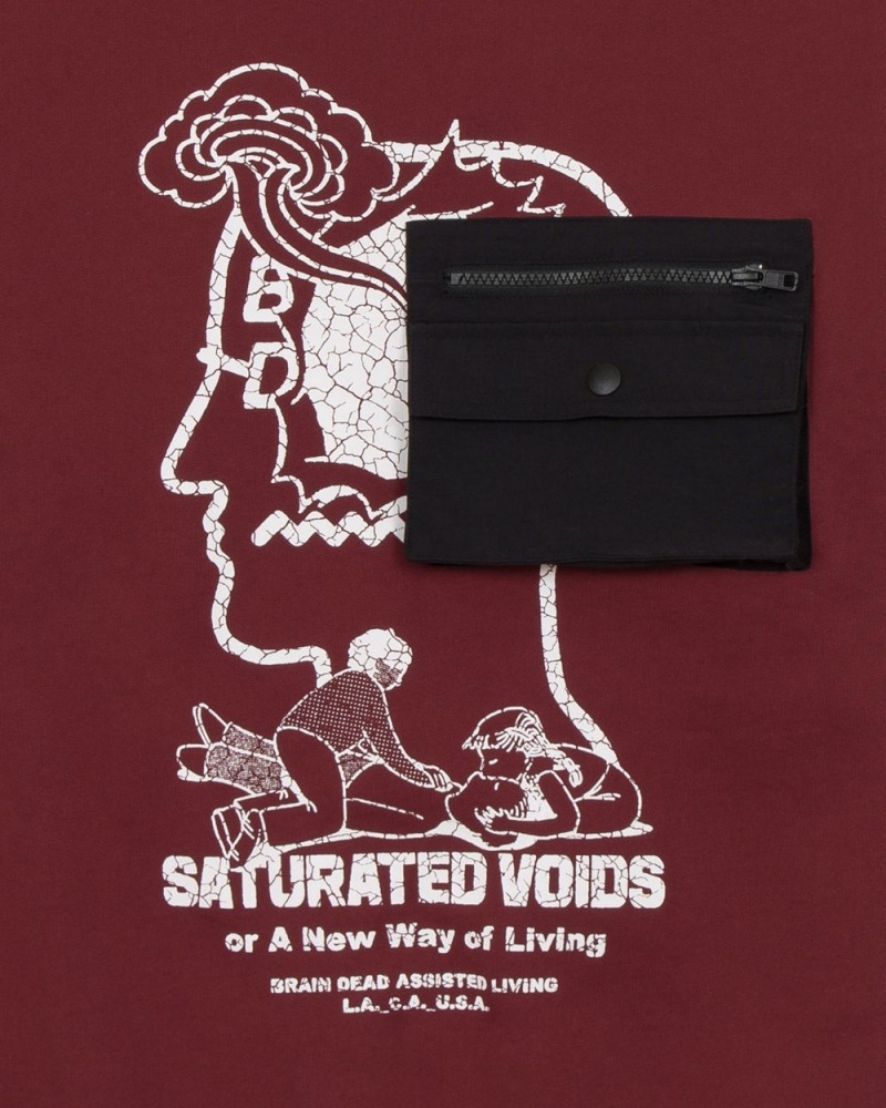 Burgundy Brain Dead Saturated Voids Crewneck Sweatshirt | AU 1729564-QV