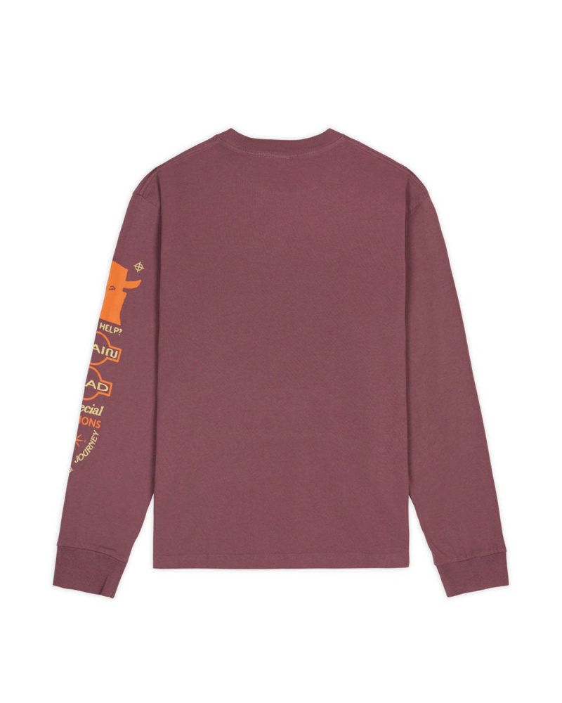 Burgundy Brain Dead Special Illusions Long Sleeve T-Shirt | AU 4357208-UN