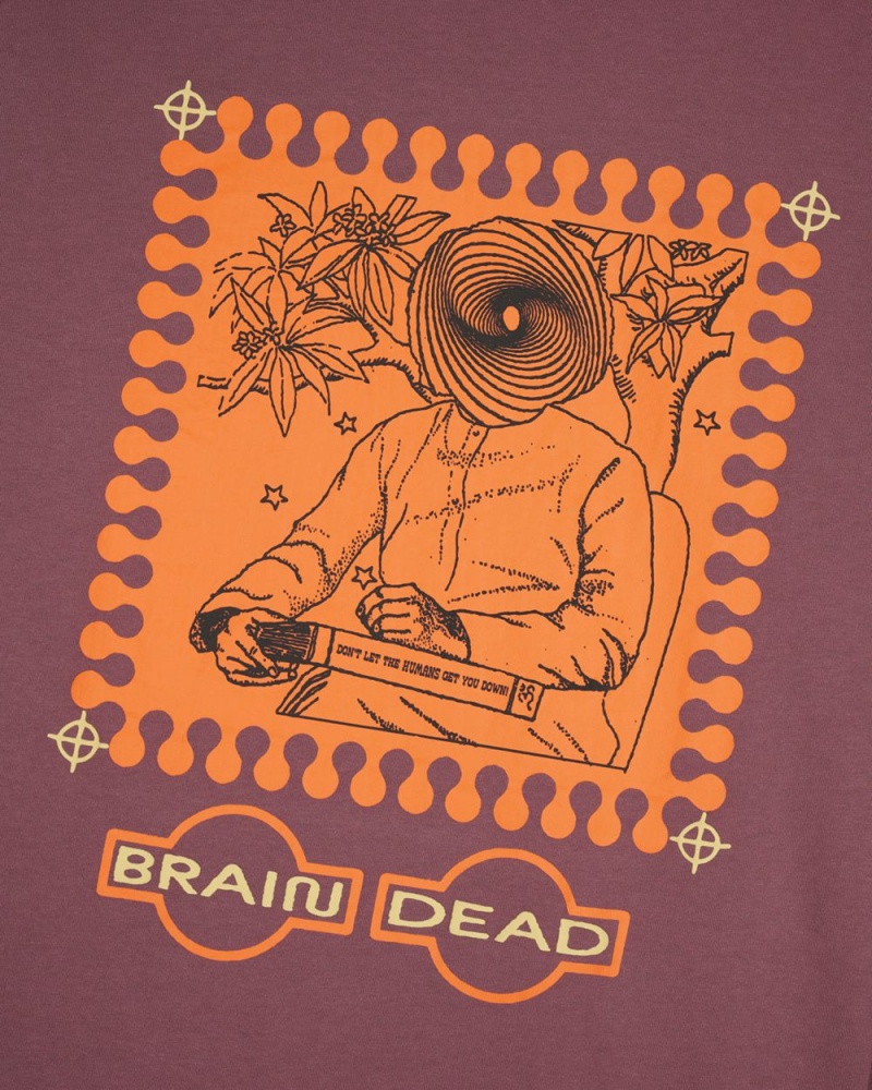 Burgundy Brain Dead Special Illusions Long Sleeve T-Shirt | AU 4357208-UN