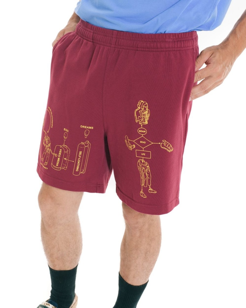 Burgundy Brain Dead Tutorials Heavyweight Jersey Shorts | AU 7029841-EK