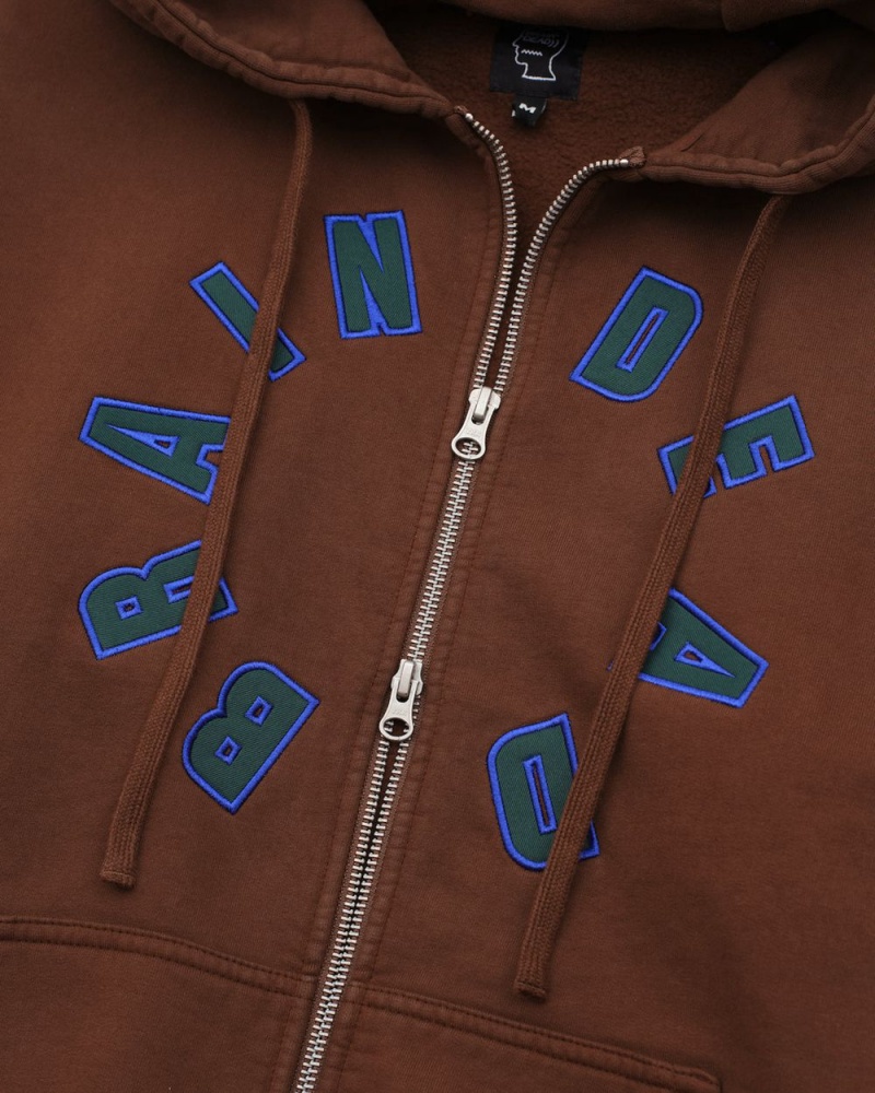 Chocolate Brain Dead Collegiate Zip Up Hoodie | AU 9025168-GE