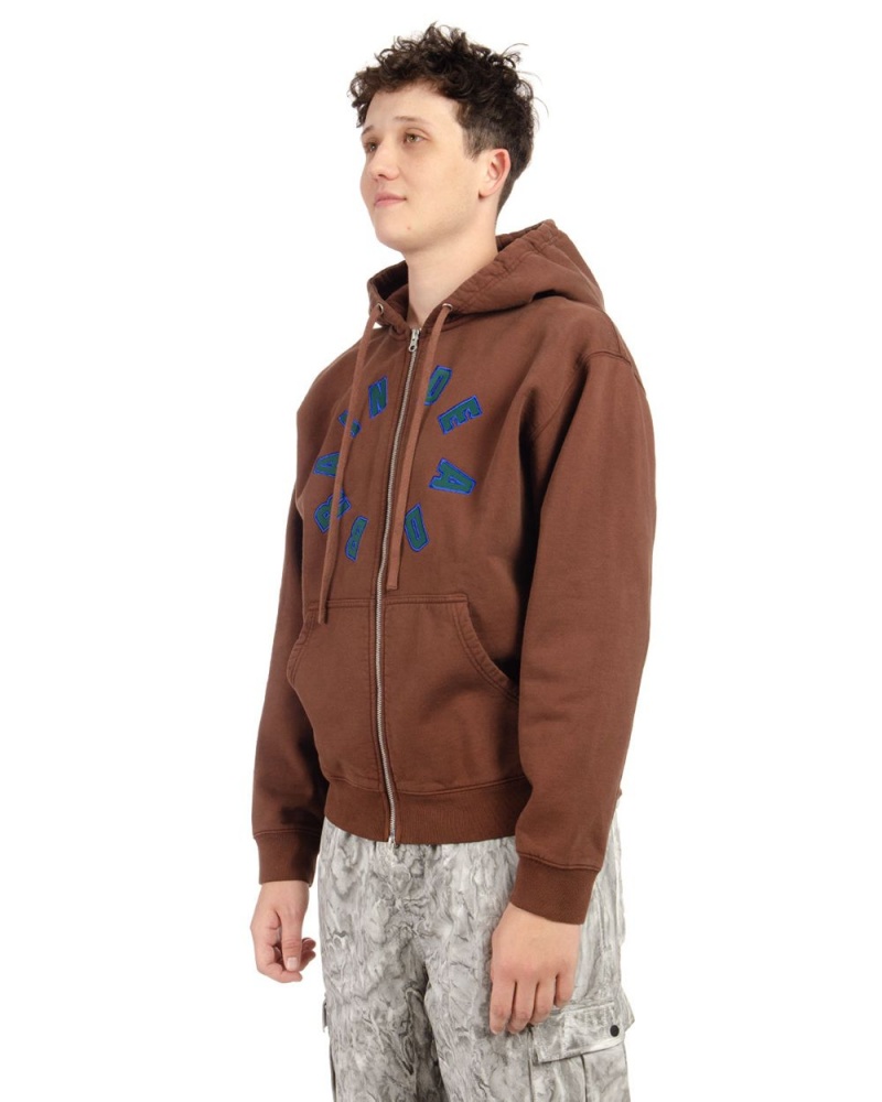 Chocolate Brain Dead Collegiate Zip Up Hoodie | AU 9025168-GE