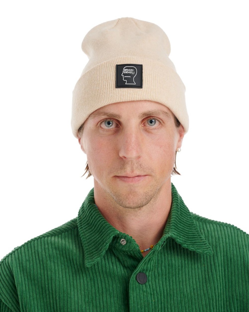 Cream Brain Dead Logo Head Wool Beanie | AU 1936025-FU