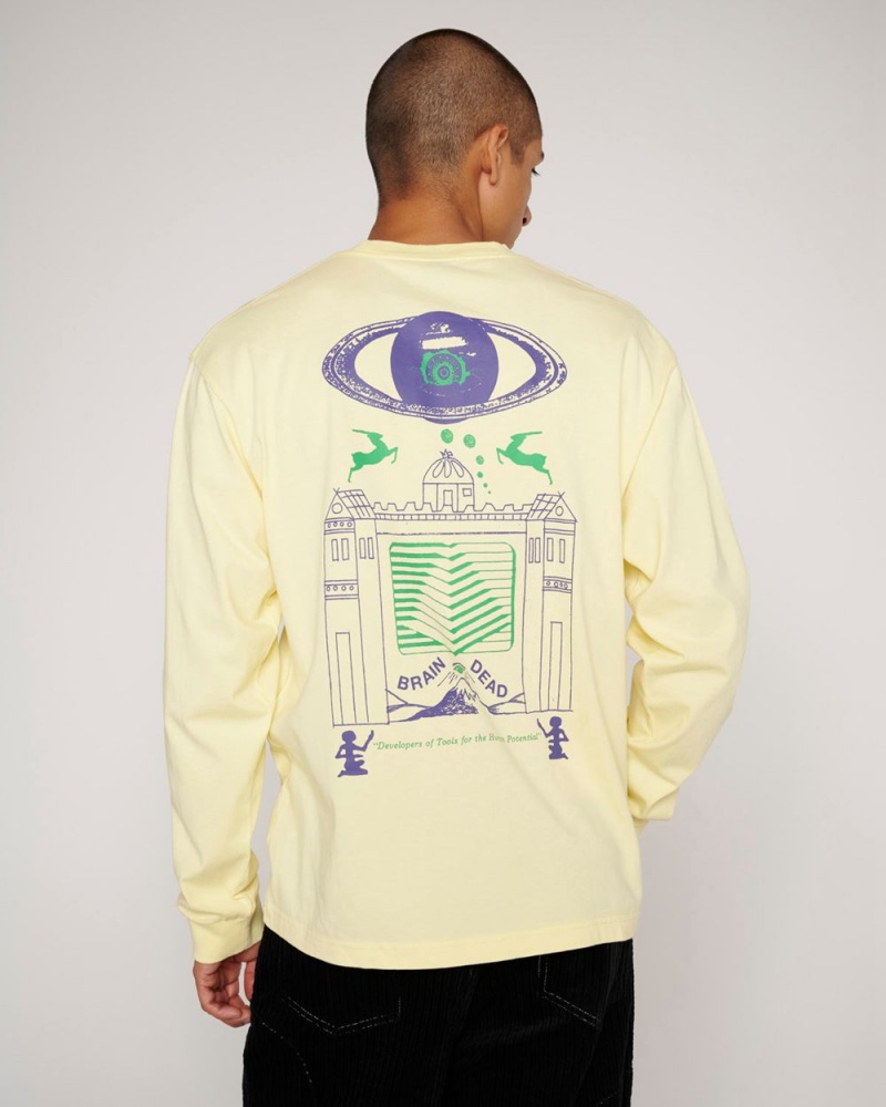 Cream Brain Dead New Dimensions Long Sleeve T-Shirt | AU 2834517-CM