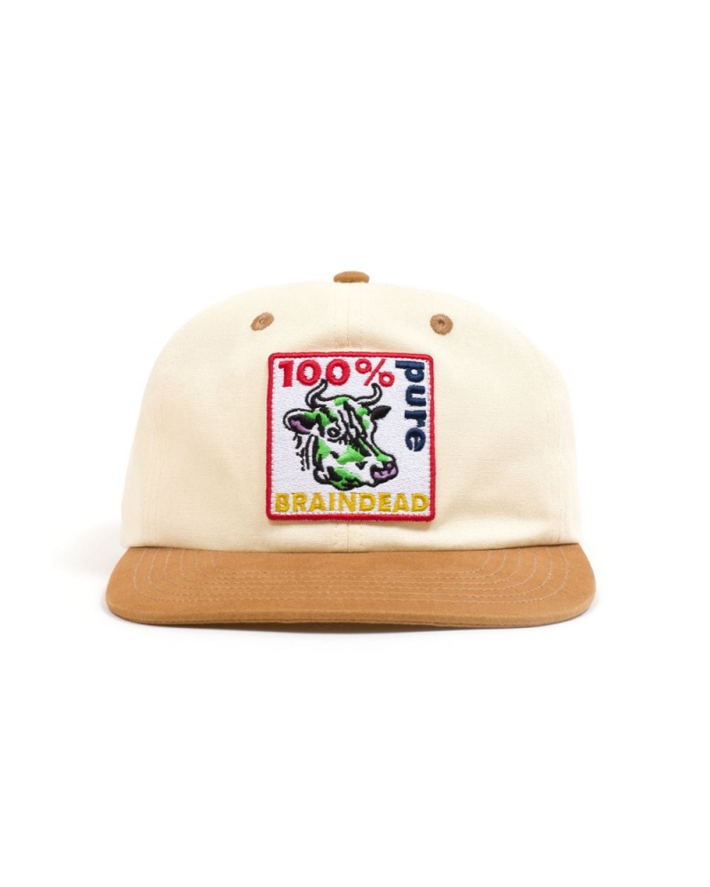 Cream Brain Dead Pure Cow 6 Panel Cap | AU 4027156-TX