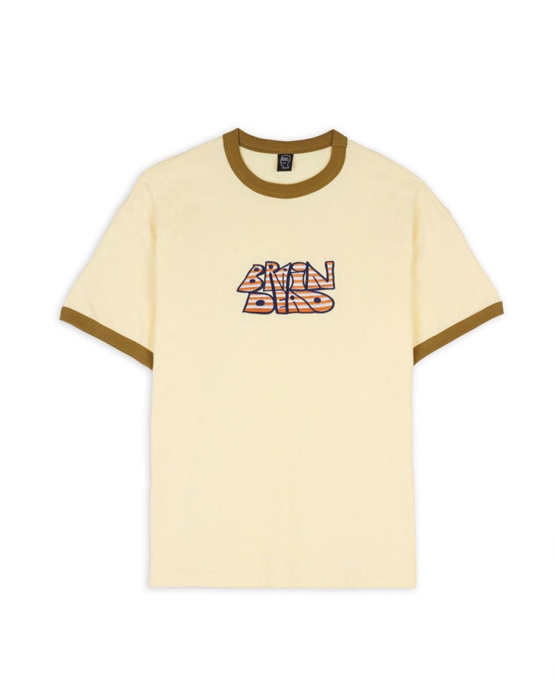 Cream Brain Dead Throw Up Short Sleeve Ringer T-Shirt | AU 9873416-AS