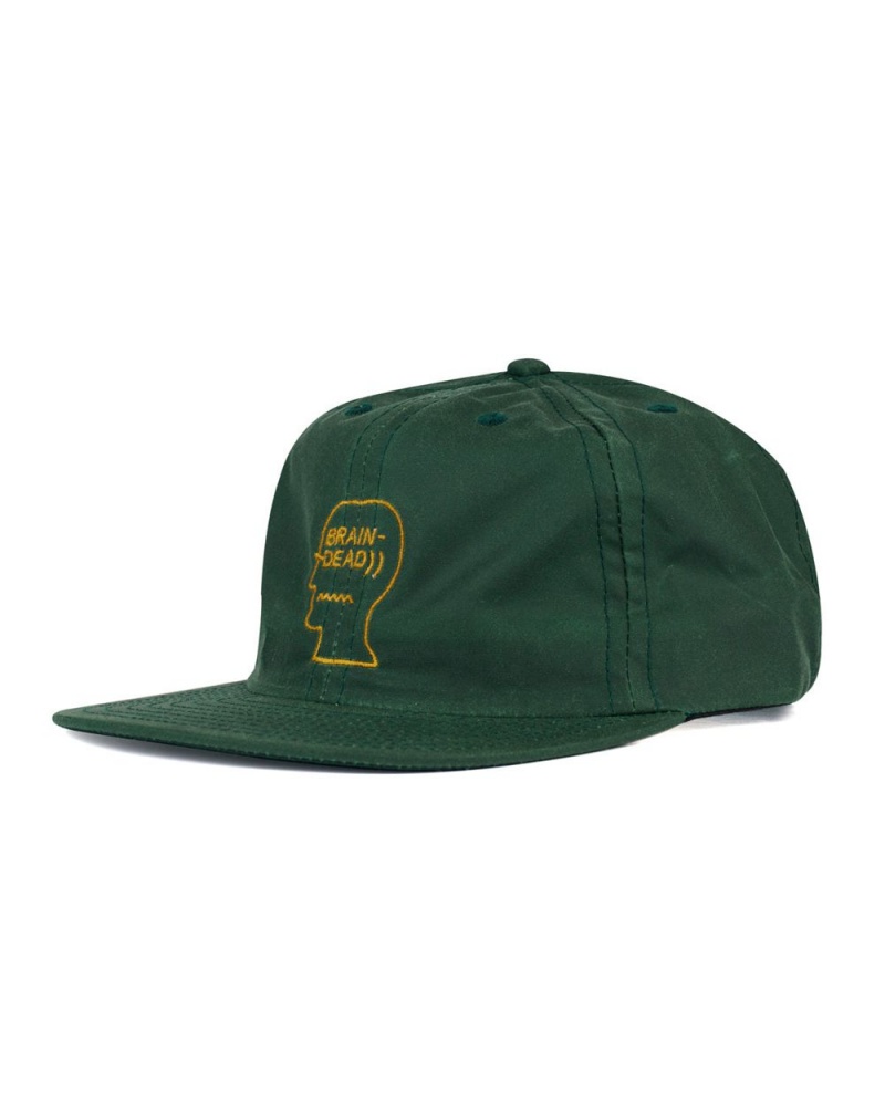 Dark Green Brain Dead Waxed Logo Head Cap | AU 3891074-ZI