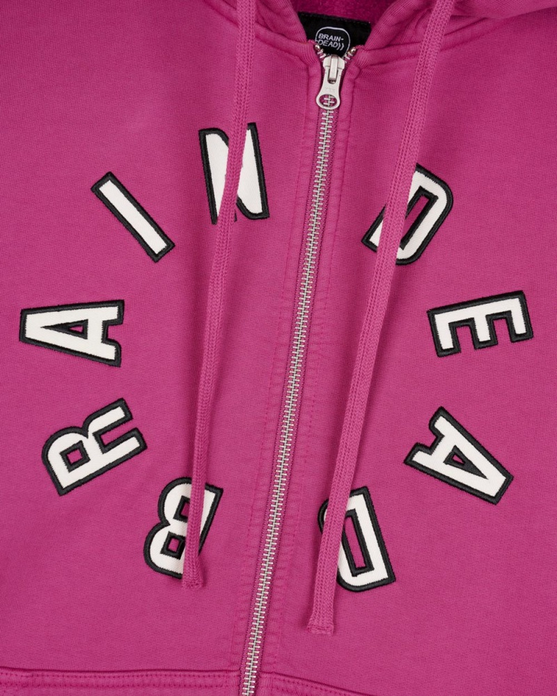 Fuchsia Brain Dead Collegiate Zip Up Hoodie | AU 5904823-CK