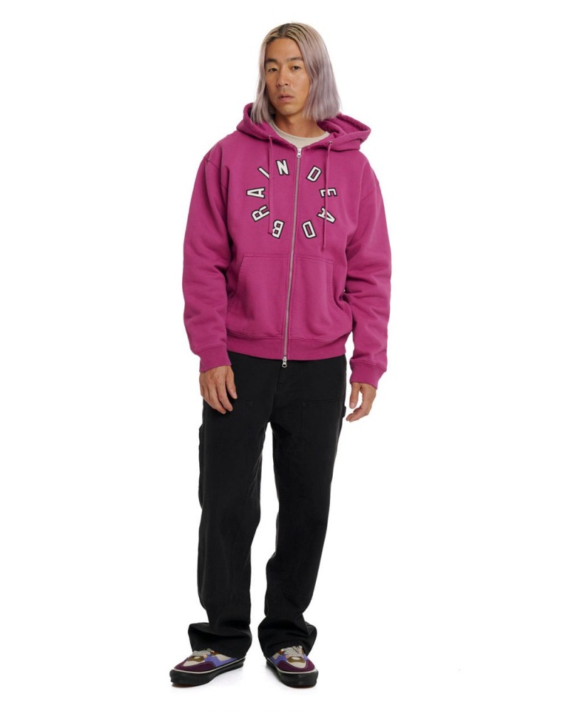 Fuchsia Brain Dead Collegiate Zip Up Hoodie | AU 5904823-CK