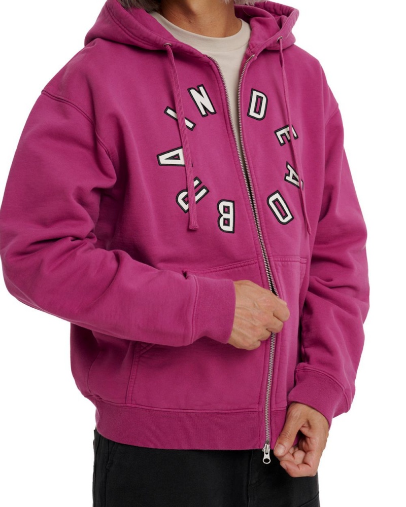 Fuchsia Brain Dead Collegiate Zip Up Hoodie | AU 5904823-CK