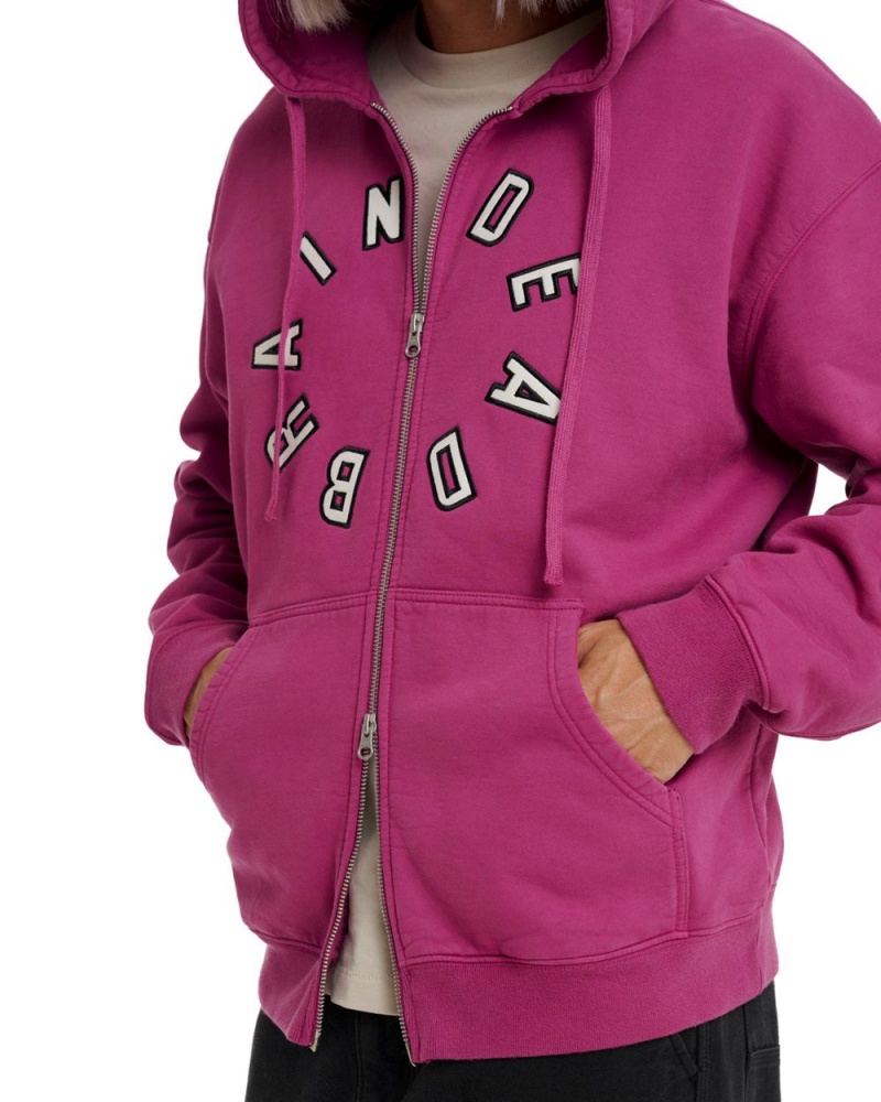 Fuchsia Brain Dead Collegiate Zip Up Hoodie | AU 5904823-CK