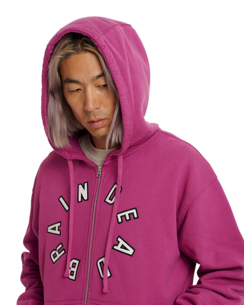 Fuchsia Brain Dead Collegiate Zip Up Hoodie | AU 5904823-CK