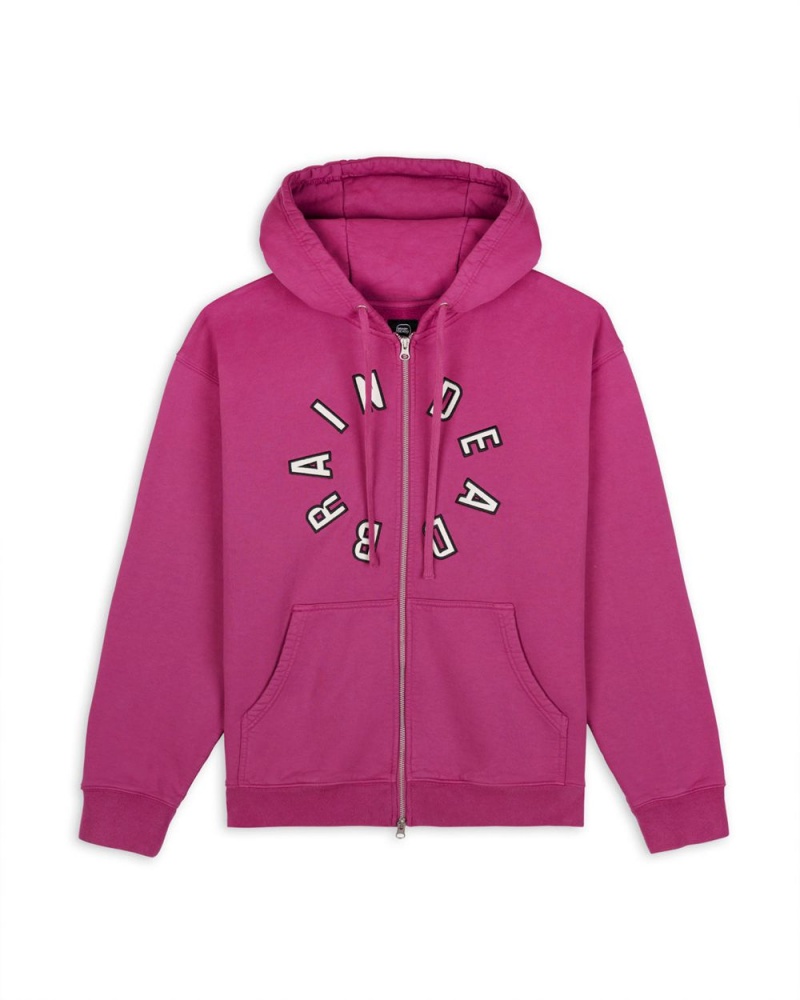 Fuchsia Brain Dead Collegiate Zip Up Hoodie | AU 5904823-CK