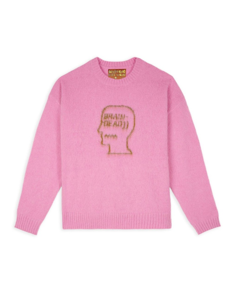 Fuchsia Brain Dead Superfuzz Logohead Crewneck Sweater | AU 3901276-UF