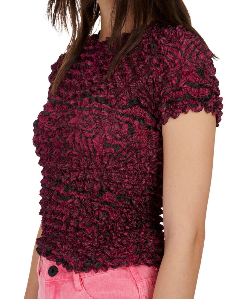 Fuchsia Brain Dead Warped Zebra Bubble Shrink Shirt | AU 9318267-AW