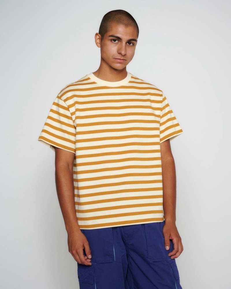 Gold Brain Dead Organic Striped T-Shirt | AU 6907431-IH