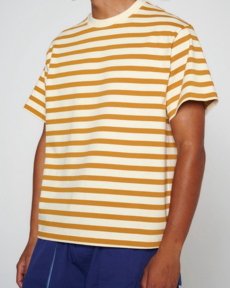 Gold Brain Dead Organic Striped T-Shirt | AU 6907431-IH