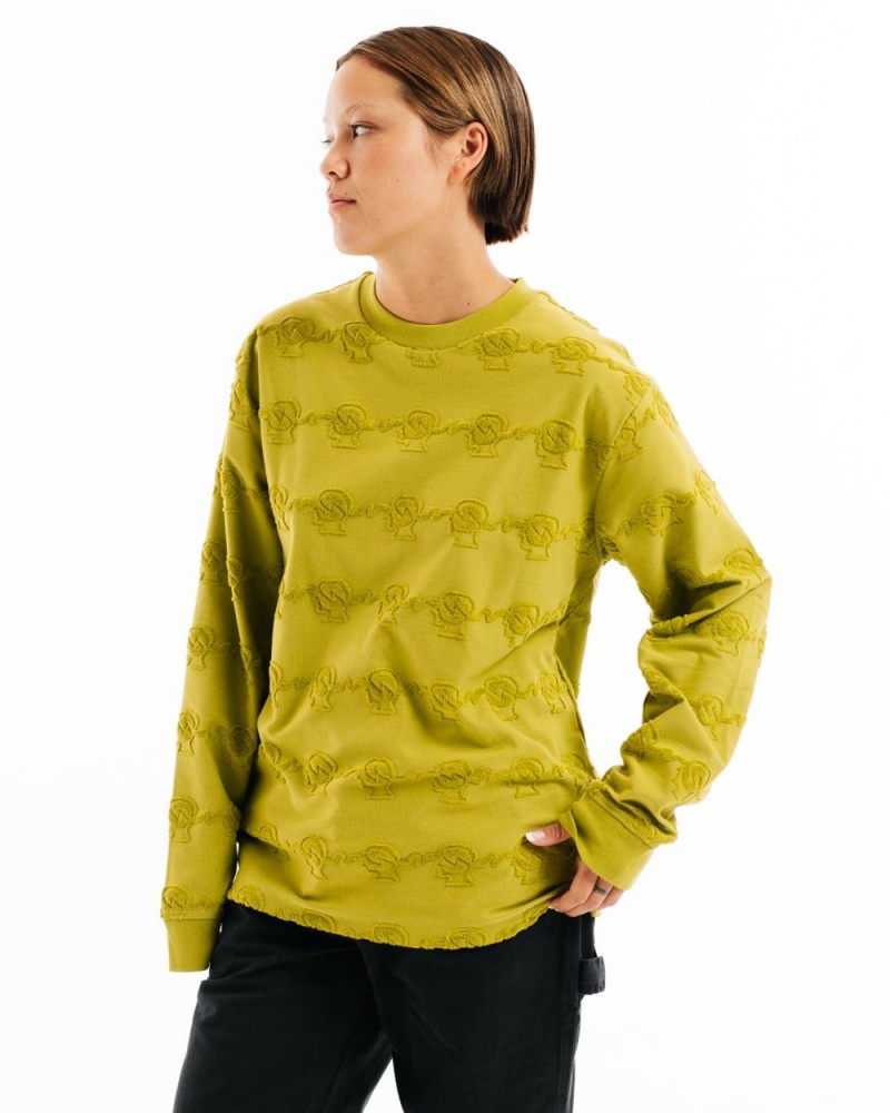 Gold Brain Dead Running Head Textured Stripe Long Sleeve T-Shirt | AU 7961405-BG