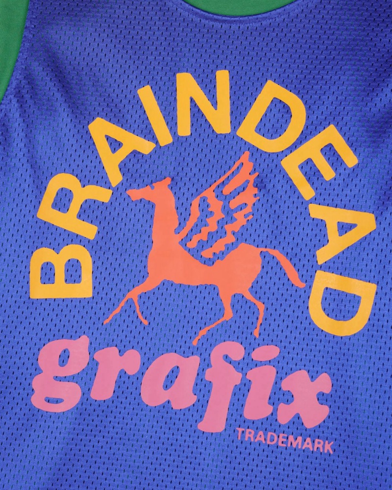 Green Blue Brain Dead Grafix Team Jersey T-Shirt | AU 6047391-ZF