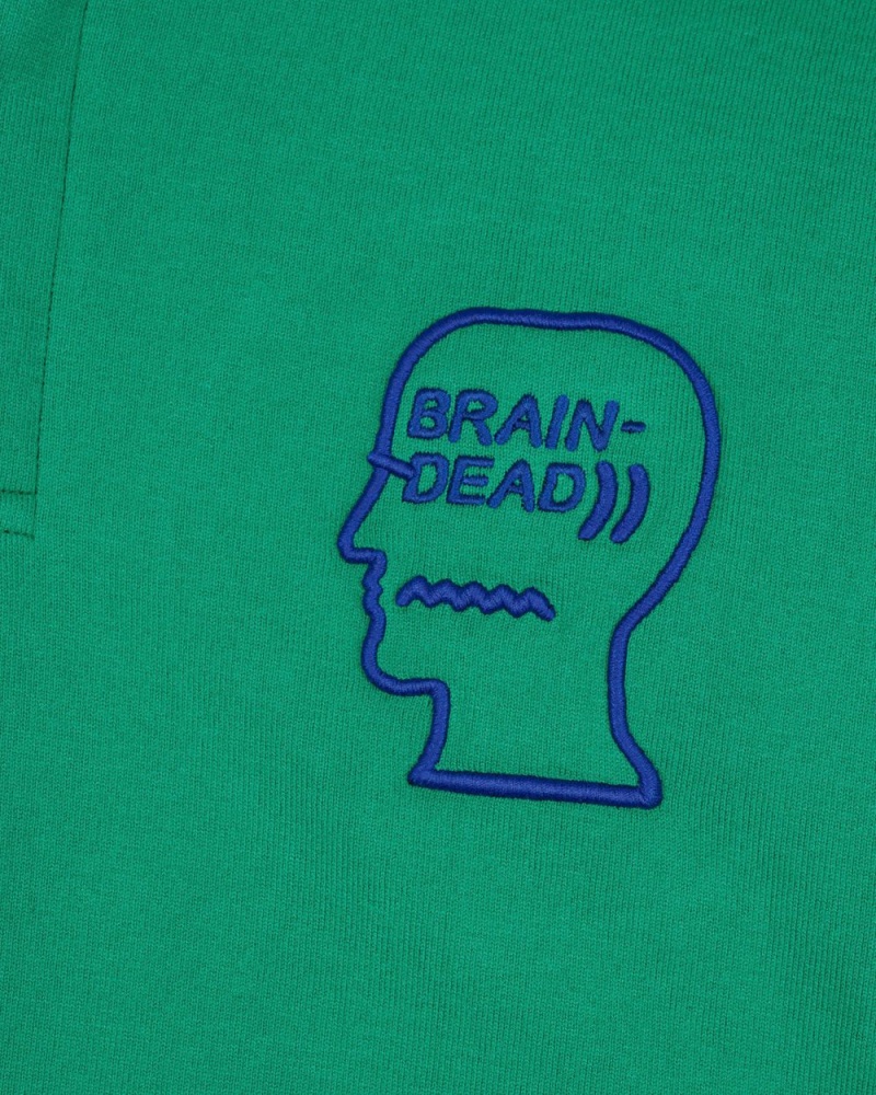 Green Brain Dead 3d Embroidered Logohead Rugby Shirt | AU 9308275-KH