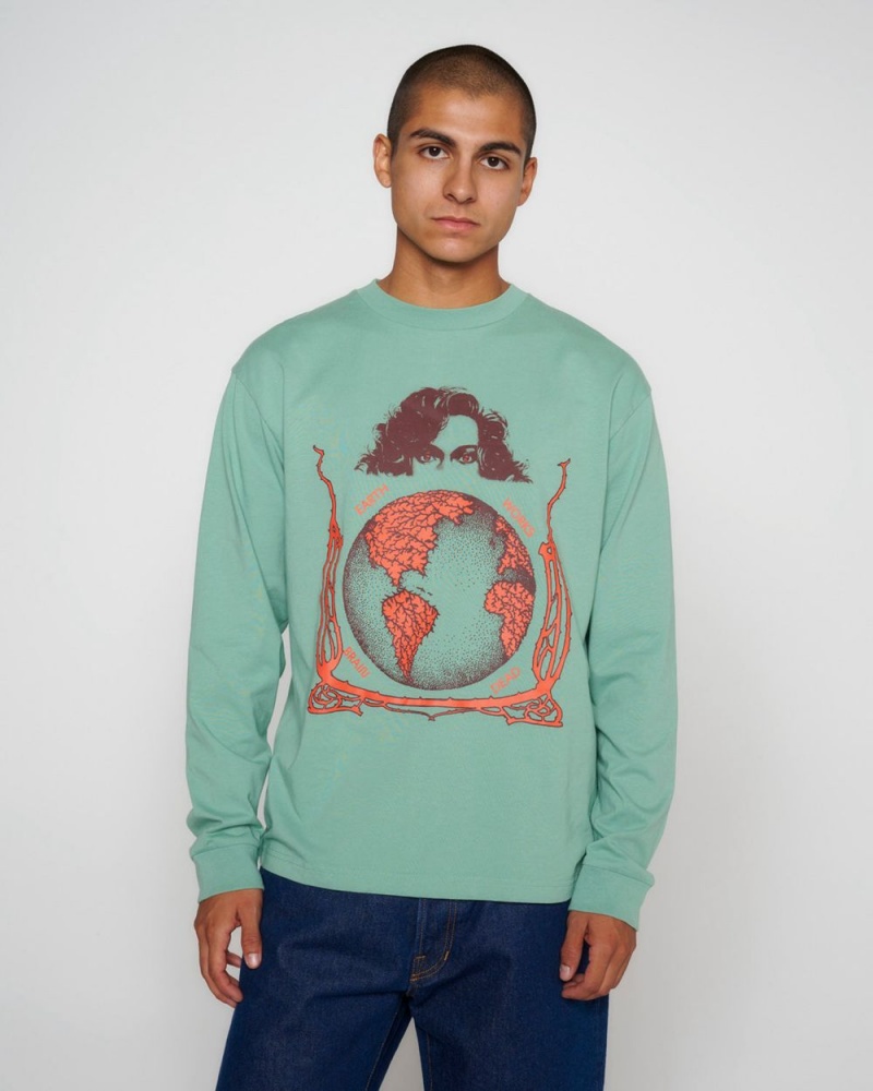 Green Brain Dead Conspiracy Long Sleeve T-Shirt | AU 5963802-FZ