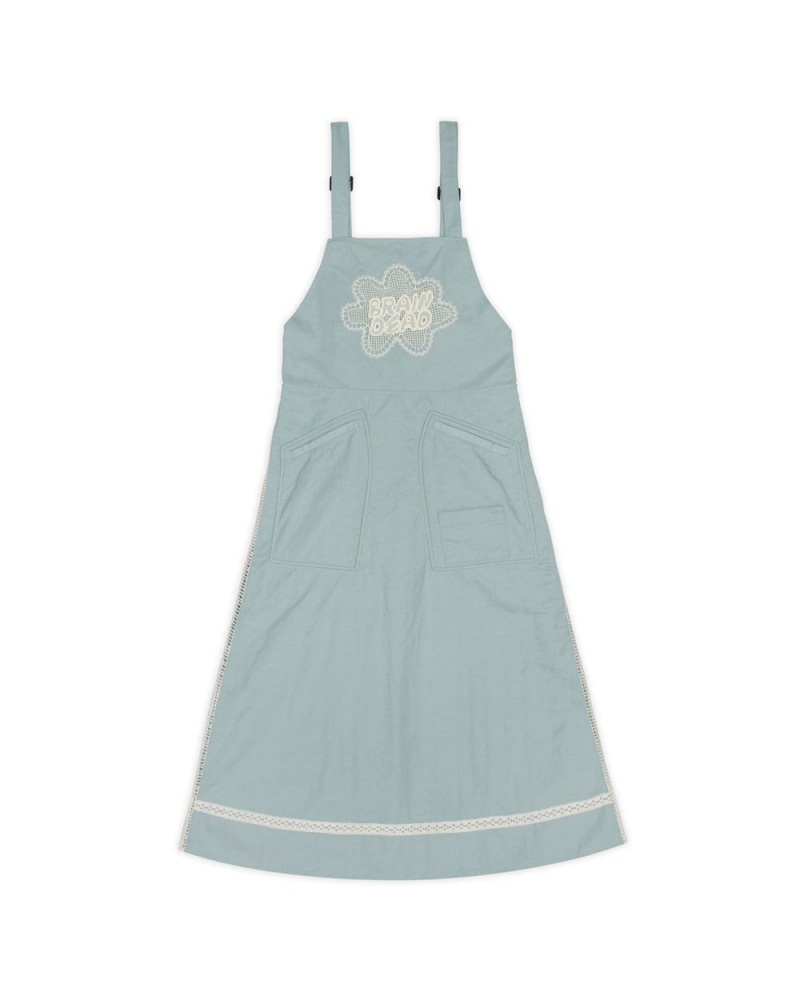 Green Brain Dead Doily Apron Utility Dress | AU 0391456-RN