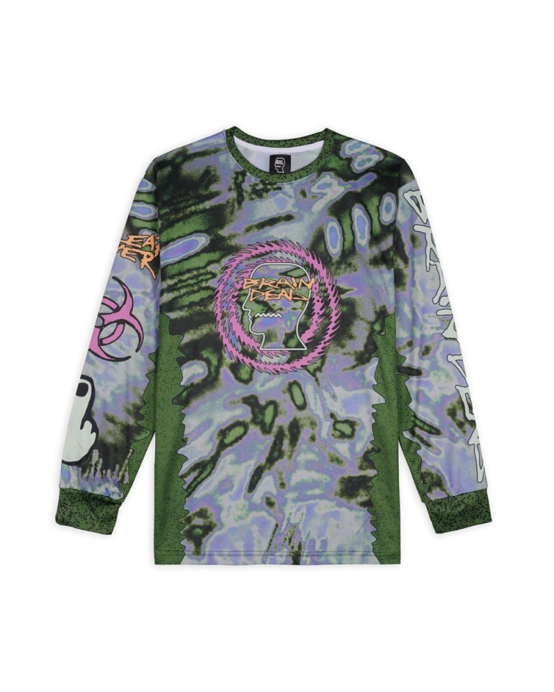 Green Brain Dead Equipment Chaos Team Tech Long Sleeve T-Shirt | AU 9834051-KT