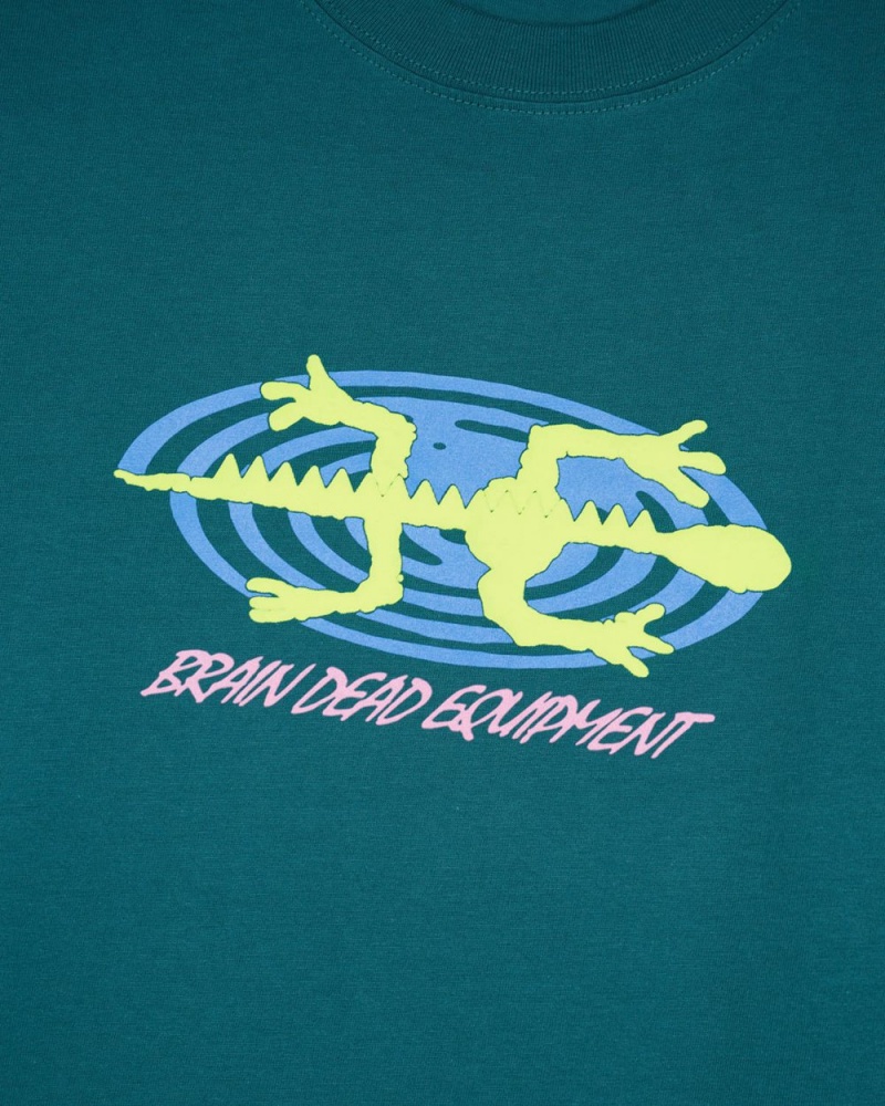 Green Brain Dead Equipment Lizard Spiral T-Shirt | AU 5896140-VJ