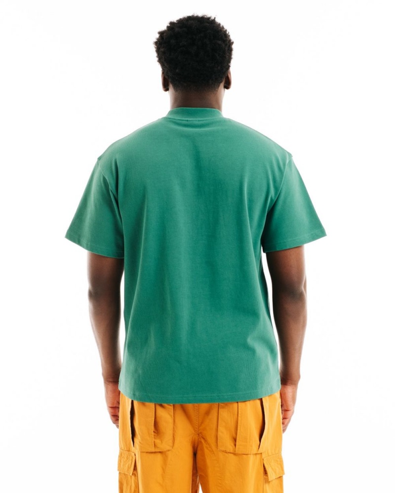 Green Brain Dead Heavyweight Jersey Mockneck Pocket W/Pvc T-Shirt | AU 7312806-KZ