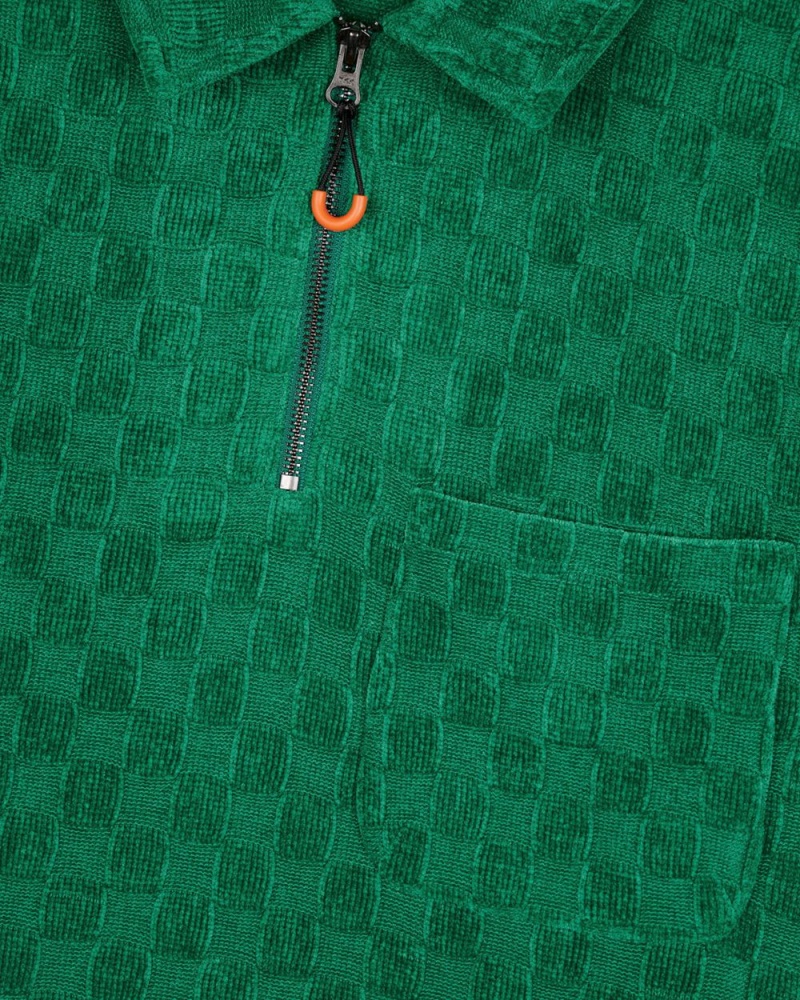 Green Brain Dead Knit Check Half Zip Shirt | AU 3120768-XW