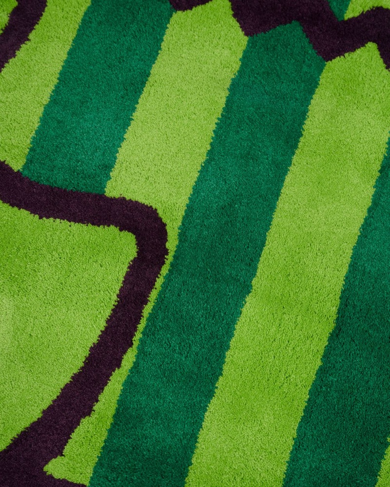 Green Brain Dead Logo Head Striped 6ft Rug | AU 9271046-QB