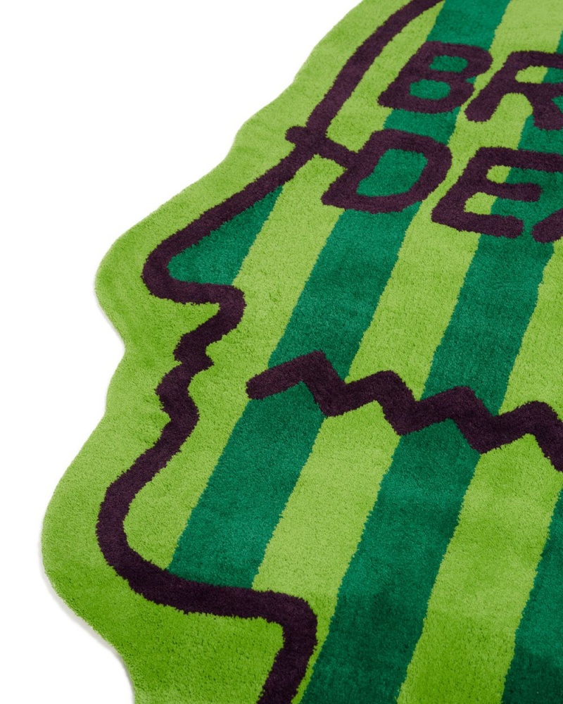 Green Brain Dead Logo Head Striped 6ft Rug | AU 9271046-QB