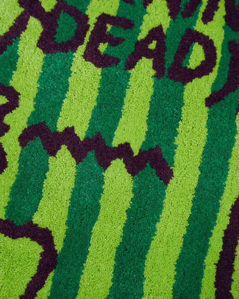 Green Brain Dead Logo Head Striped Rug | AU 2345790-PQ