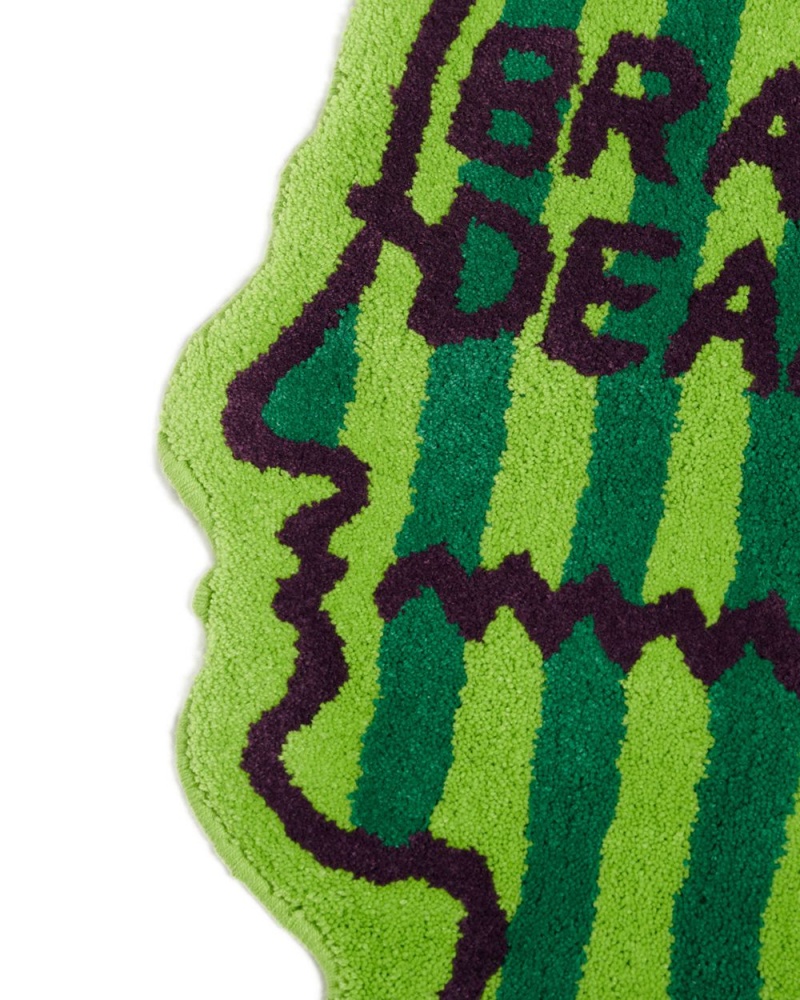 Green Brain Dead Logo Head Striped Rug | AU 2345790-PQ