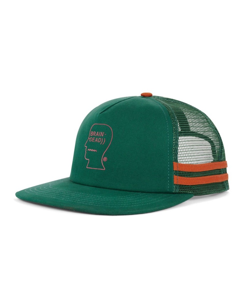 Green Brain Dead Logohead 5 Panel Trucker Cap | AU 7128465-UG