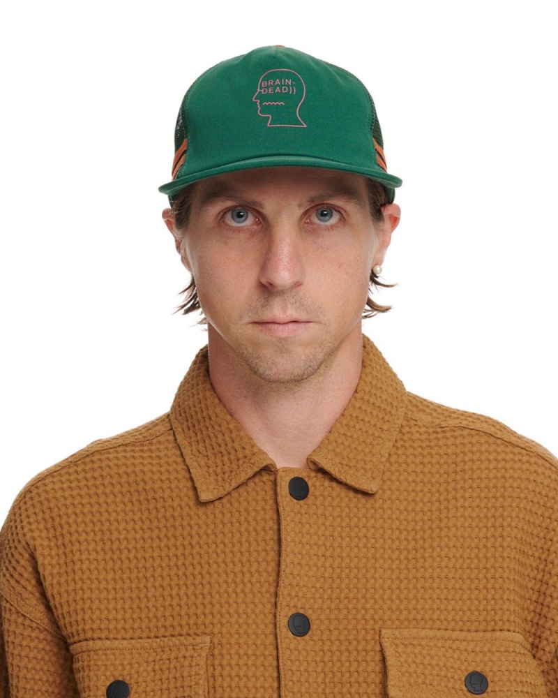 Green Brain Dead Logohead 5 Panel Trucker Cap | AU 7128465-UG