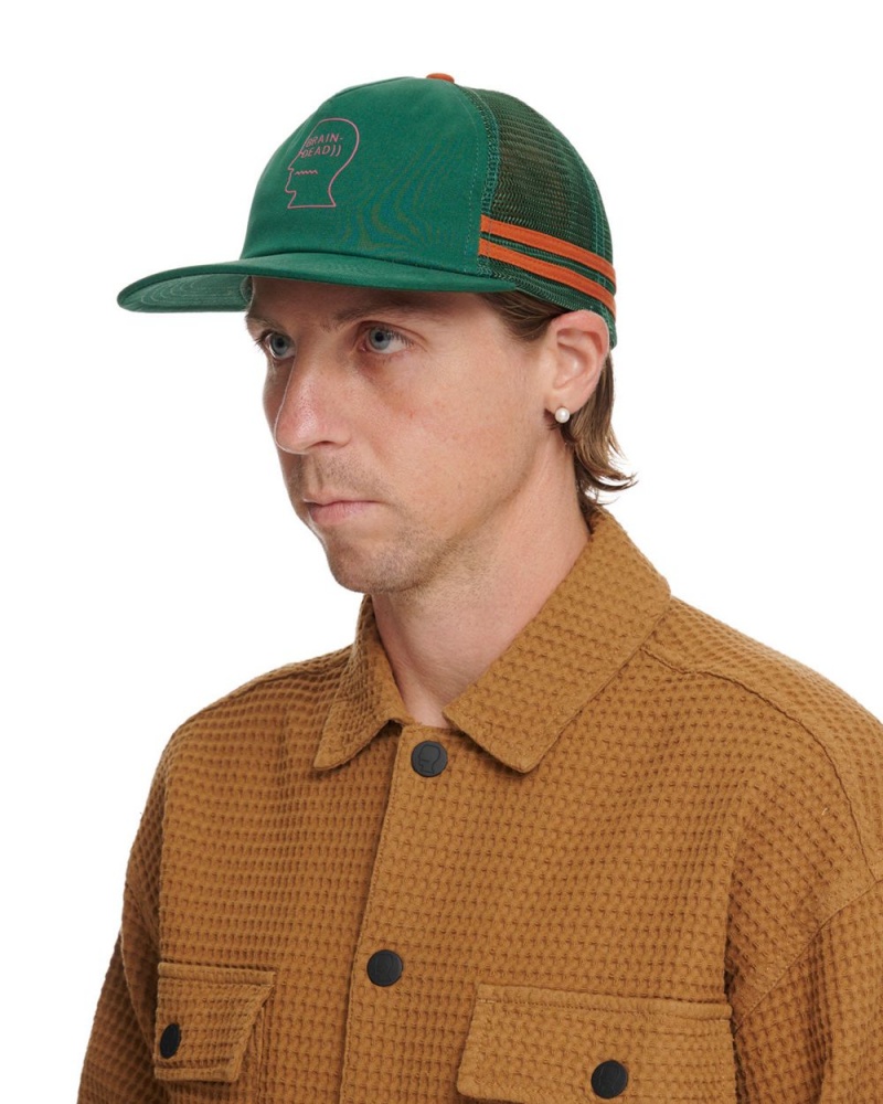 Green Brain Dead Logohead 5 Panel Trucker Cap | AU 7128465-UG