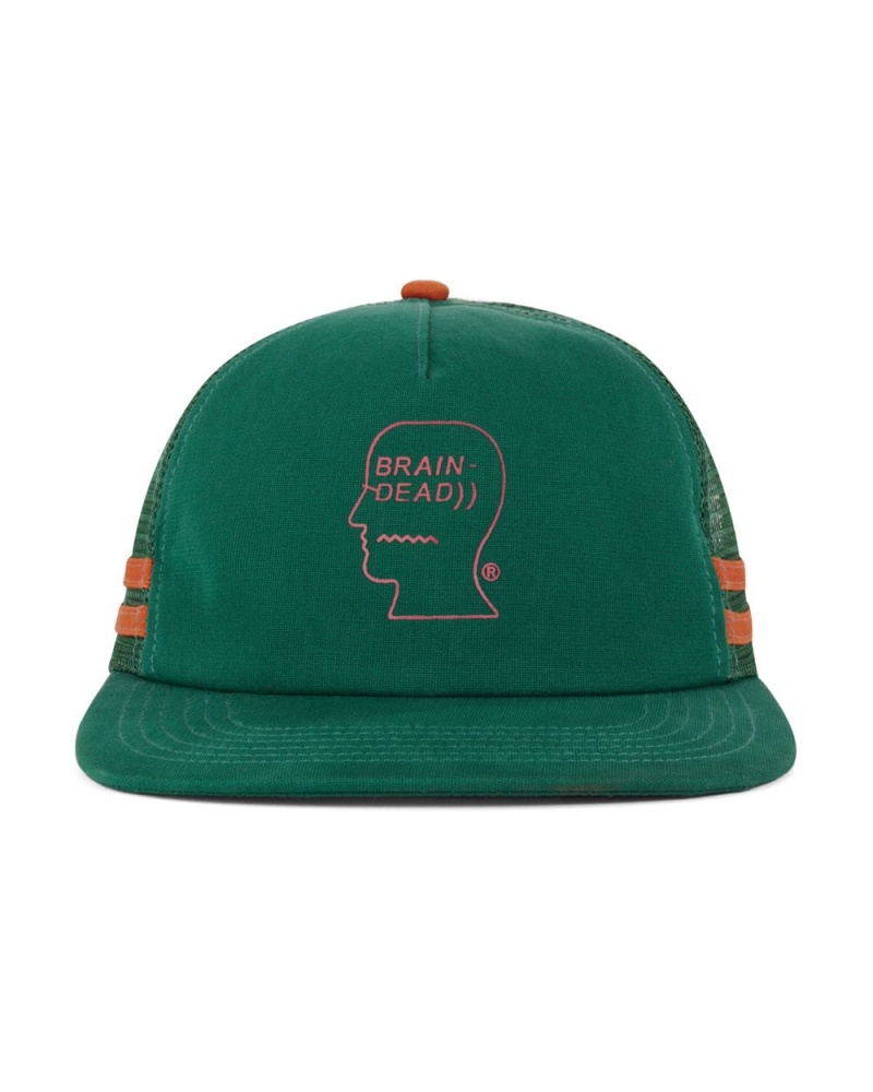 Green Brain Dead Logohead 5 Panel Trucker Cap | AU 7128465-UG