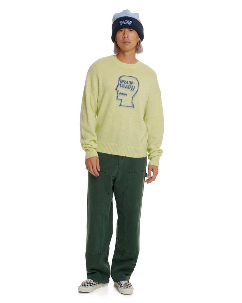 Green Brain Dead Logohead Pile Crewneck Sweater | AU 2659743-VC